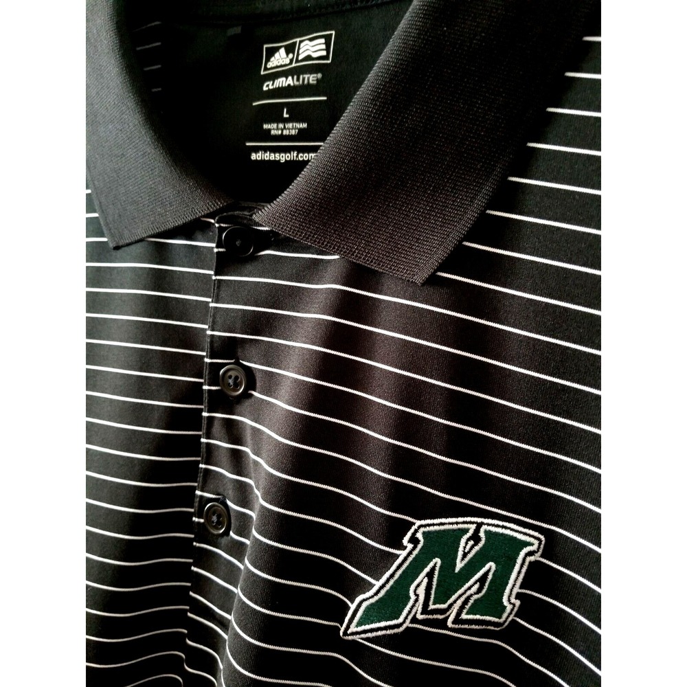 adidas Climalite Golf Polo Men's Shirt Size L, PIT TO PIT 24 Black White Striped